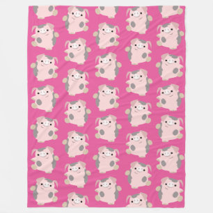 Dancing Cartoon Pig Wiederholung Muster Fleece Bla