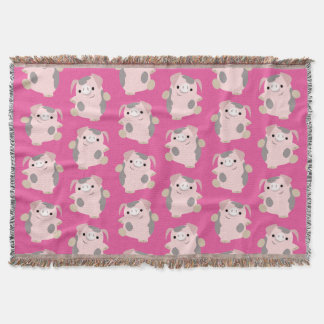 Dancing Cartoon Pig Wiederholung Muster Schulterde Decke