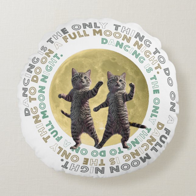 dancing cats-1 rundes kissen (Vorderseite)