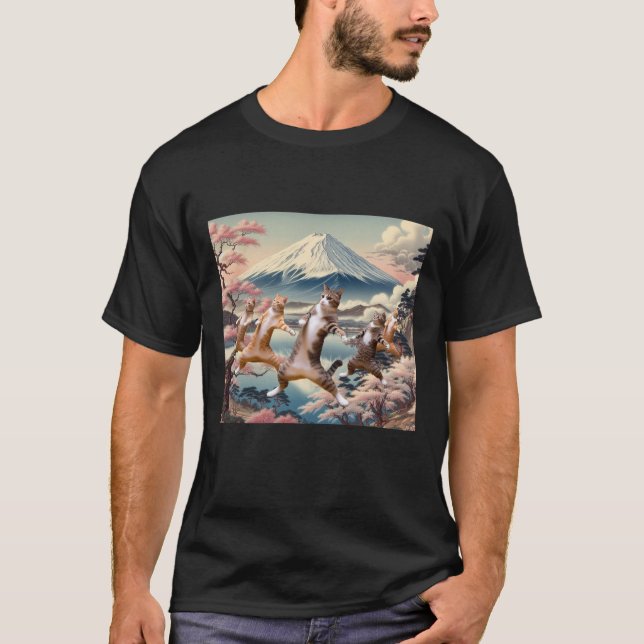Dancing cats and Mt.Fuji T-Shirt (Vorderseite)