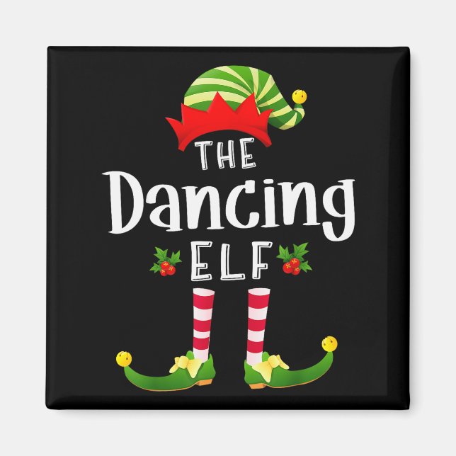 Dancing Christmas Elf Matching Pajama X-mas Party  Magnet (Vorne)