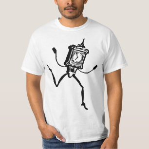 Dancing Clock Cartoon Fantasy Whimsical minimal T-Shirt