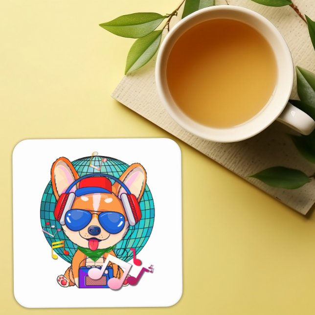 Dancing Corgi Kawaii Niedlich Rechteckiger Pappuntersetzer (Dancing Corgi Paper Coaster)