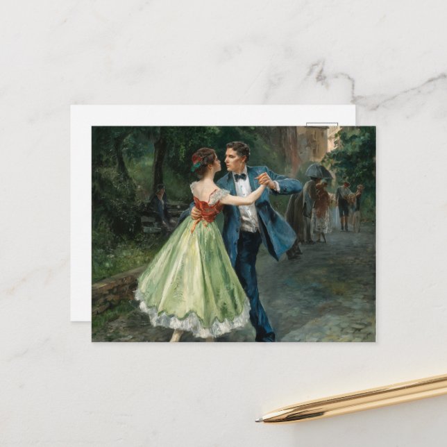 Dancing Couple auf der Straße, Elegant Postkarte (Vorderseite/Rückseite Beispiel)