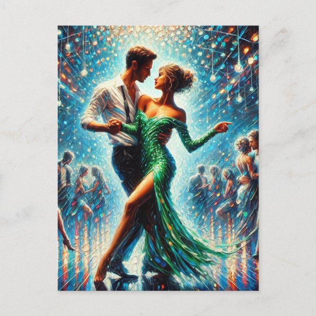 Dancing Couple in der Diskothek Postkarte (Vorderseite)