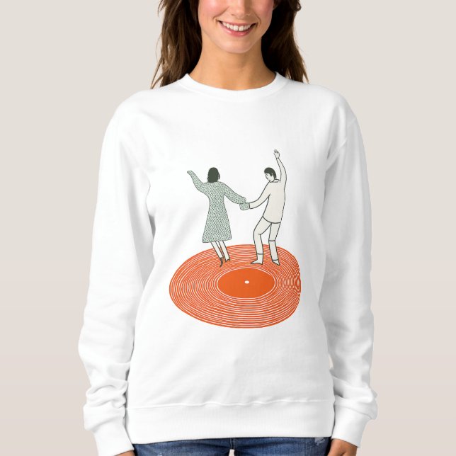 Dancing Couple Wall Art Print, Retro Record Player Sweatshirt (Vorderseite)