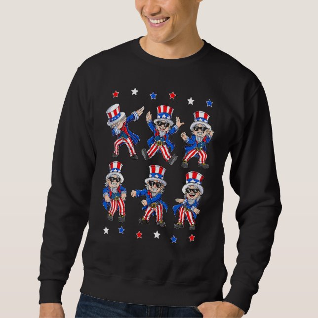 Dancing Dabbing Onkel Sam 4. Juli Jungs Mädchen K Sweatshirt (Vorderseite)