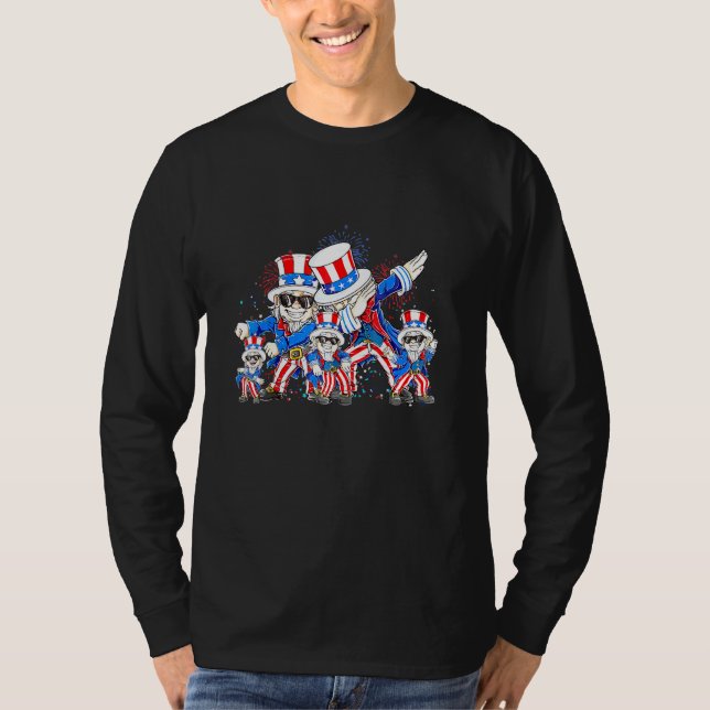 Dancing Dabbing Onkel Sam 4. Juli Jungs Mädchen K T-Shirt (Vorderseite)