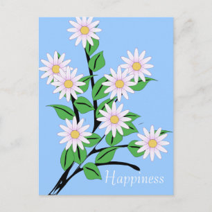 Dancing Daisy Flowers Happiness Postkarte