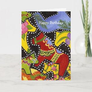Dancing Dala Horses Geburtstagskarte Karte