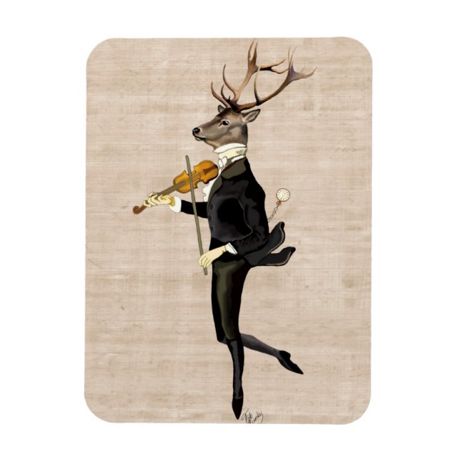 Dancing Deer mit Violine 2 Magnet (Vertikal)