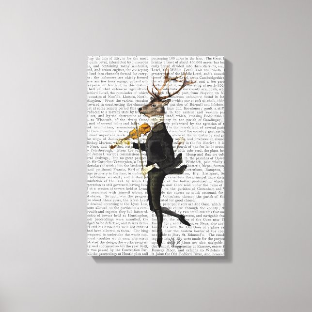 Dancing Deer mit Violine Leinwanddruck (Vorderseite)