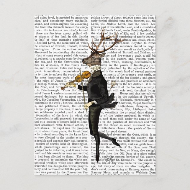 Dancing Deer mit Violine Postkarte (Vorderseite)