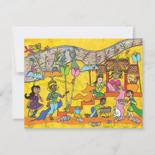 Dancing Devas - Apsara Cartoon Postkarte