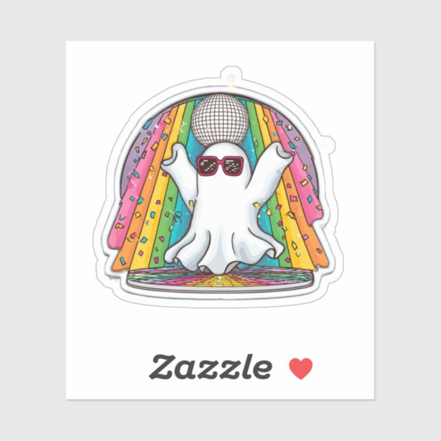 Dancing Disco Ghost Sticker - Farbenfroher Cartoon (Blatt)