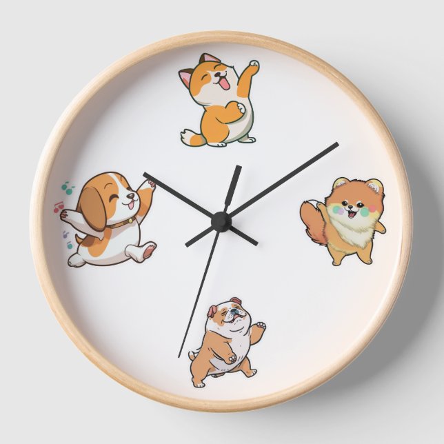Dancing Dog O'clock wall Uhr (Vorderseite)
