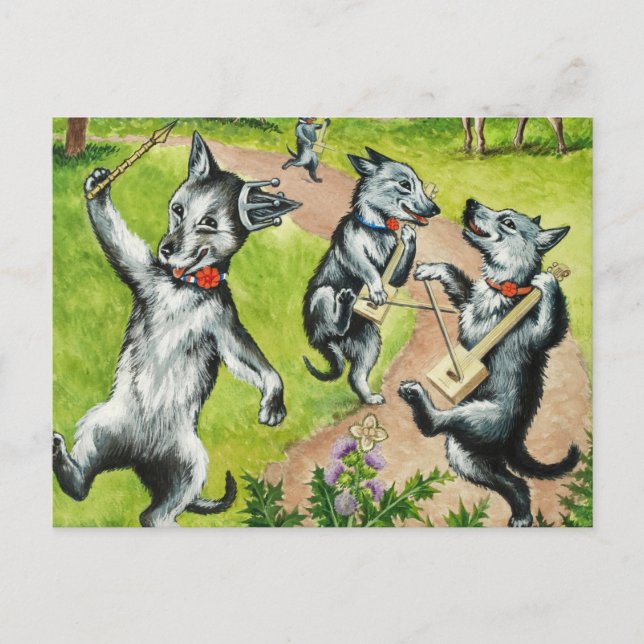 Dancing Dogs von Louis Wain Postkarte (Vorderseite)