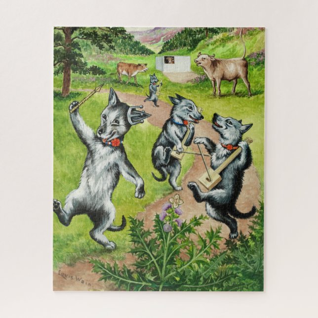 Dancing Dogs von Louis Wain Puzzle (Vertikal)