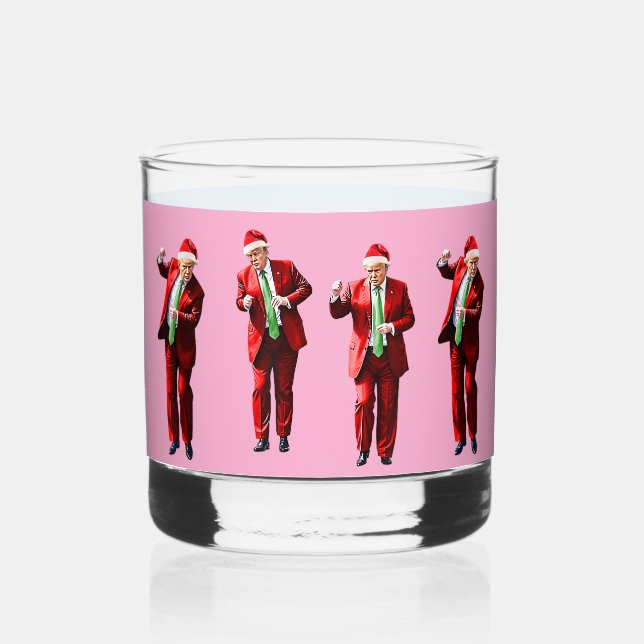 Dancing Donald Trump WeihnachtsMAGA Whiskyglas (Rückseite)