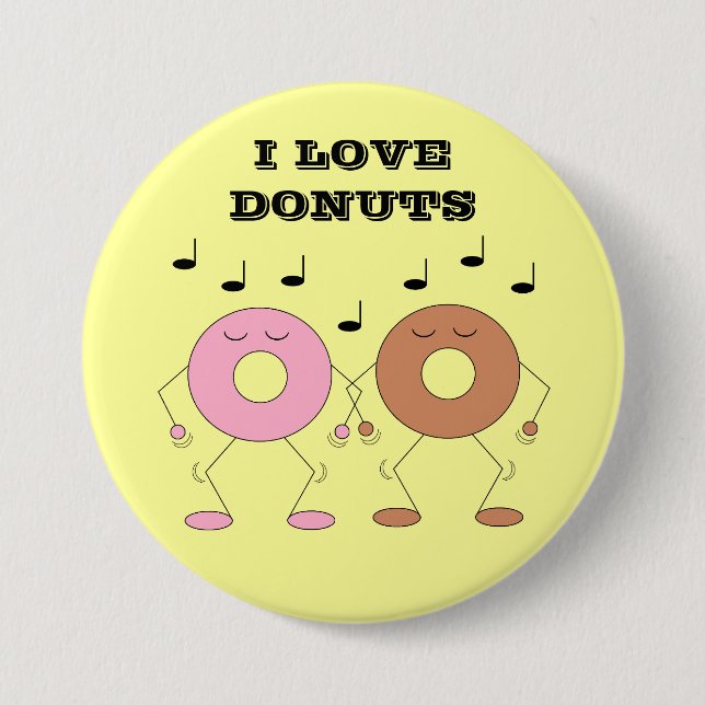 Dancing Donuts Gelb Button (Vorderseite)