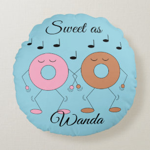 Dancing Donuts Light Blue Rundes Kissen