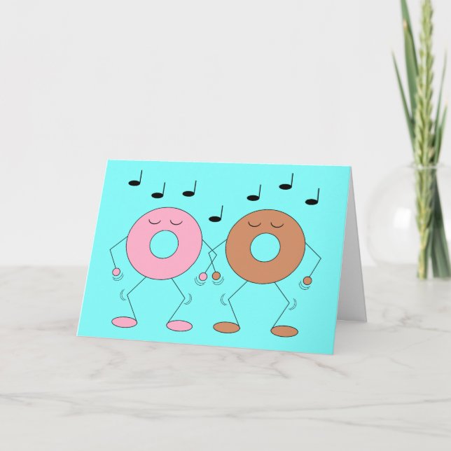 Dancing Donuts Pastel Blue: Leere Karte (Vorderseite)