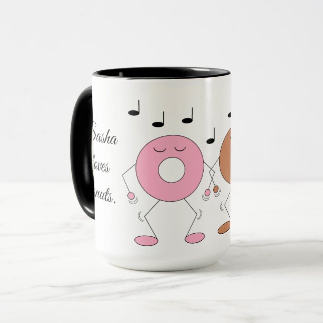 Dancing Donuts White Tasse (Vorderseite Links)
