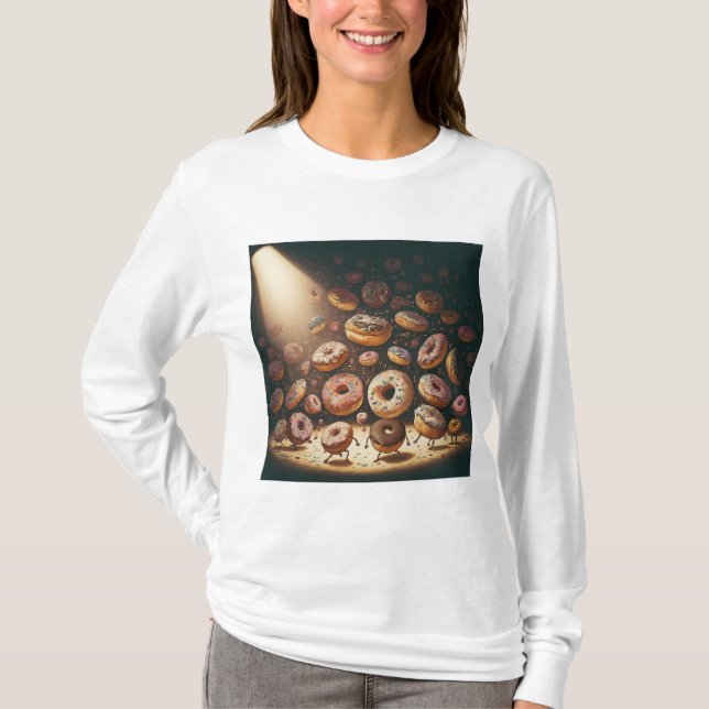 Dancing Doughnuts Surreal Bakery T-Shirt (Vorderseite)