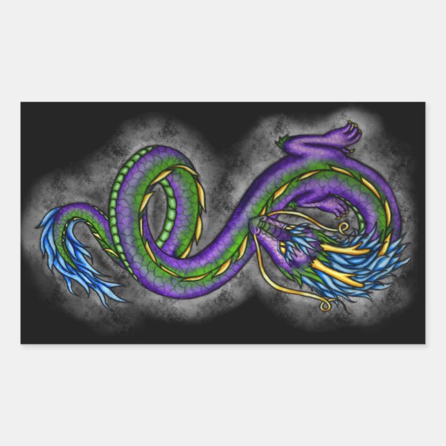 Dancing Dragon Rechteckiger Aufkleber (Vorderseite)