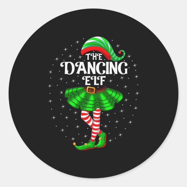 Dancing Elf Christmas Family Matching Women Girls  Runder Aufkleber (Vorderseite)