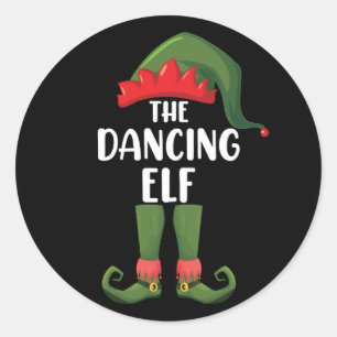 Dancing Elf Family Matching Group Weihnachts-Party Runder Aufkleber