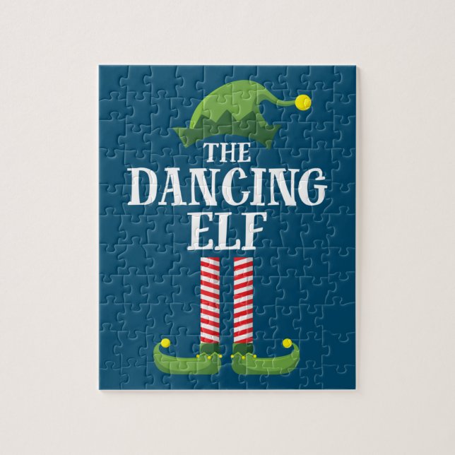 Dancing Elf Matching Family Group Weihnachts-Party Puzzle (Vertikal)