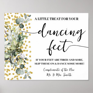 Dancing Feet Flip Flops Hochzeit Eukalyptus-Zeiche Poster