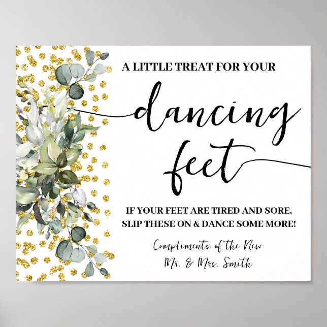 Dancing Feet Flip Flops Hochzeit Eukalyptus-Zeiche Poster (Vorne)