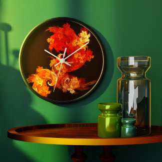Dancing Firebirds Abstract Art Round Große Wanduhr