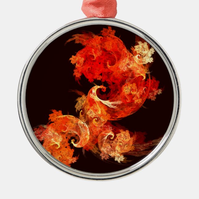 Dancing Firebirds Abstract Art Round Silbernes Ornament (Vorne)