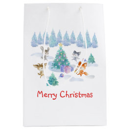 Dancing Forest Animes Weihnachten Wasserfarbe Mittlere Geschenktüte