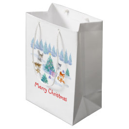 Dancing Forest Animes Weihnachten Wasserfarbe Mittlere Geschenktüte