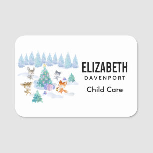 Dancing Forest Animes Weihnachten Wasserfarbe Namensschild