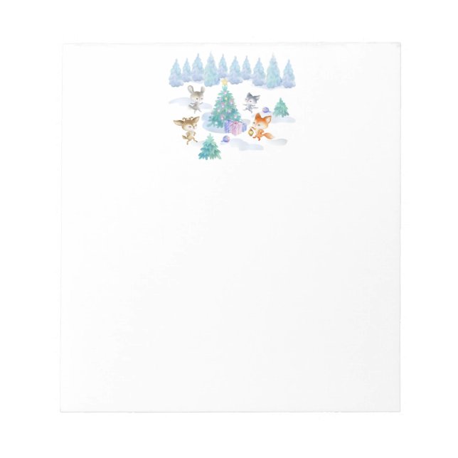 Dancing Forest Animes Weihnachten Wasserfarbe Notizblock (Vorderseite)