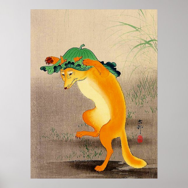 Dancing Fox Ohara Koson 1910 Poster (Vorne)