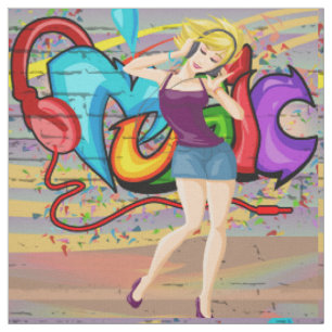 Dancing Frauen 4 Musik Graffiti Wand Fabric Stoff