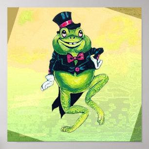 Dancing Frog Green Tuxedo Niedlich Poster