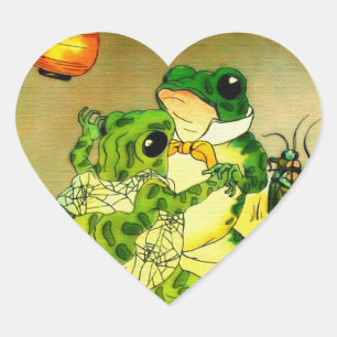 Dancing Frogs Herz-Aufkleber