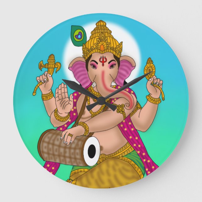 Dancing Ganesha Clock Große Wanduhr (Vorderseite)