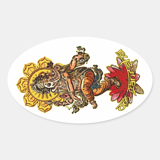DANCING GANESHA | Erstellen Sie Ihren eigenen Hint Ovaler Aufkleber (Vorderseite)