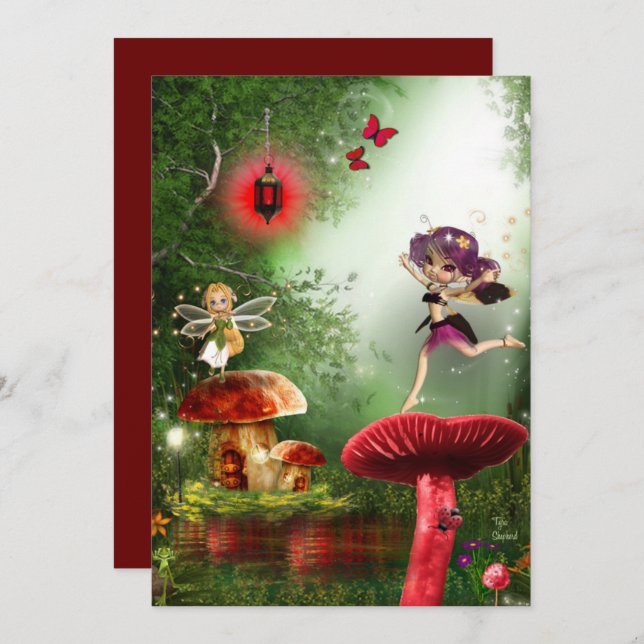 Dancing Garden Forest Pixy Fairies Blank Card (Vorne/Hinten)