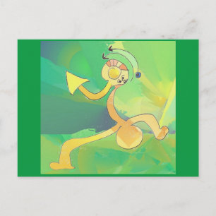 Dancing Gardener Abstrakt Art Postkarte Grün, Gold