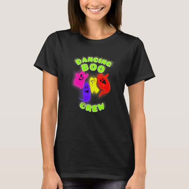 Dancing Ghost Boo Crew Halloween-Party T-Shirt (Vorderseite)