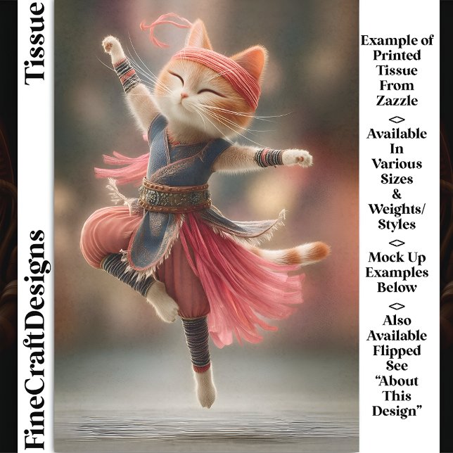 Dancing Ginger Tabby Cat Ballerina DK2L Decoupage Seidenpapier (Von Creator hochgeladen)